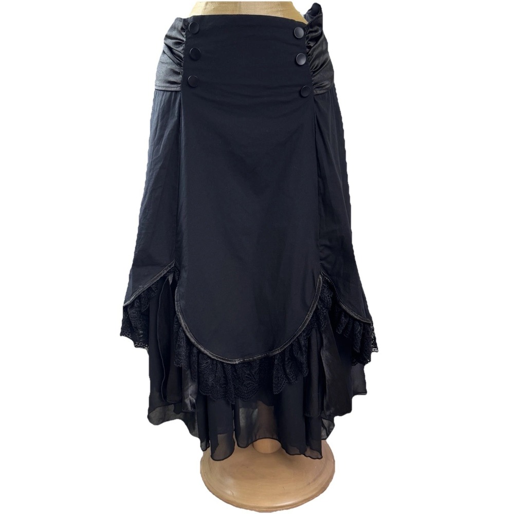 Victorian Steampunk Skirt Lace Ruffle Edwardian Goth Black Chic Star 18